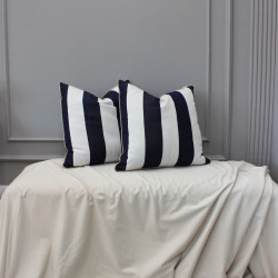 Venkovní pruhovaný modro-bílý polštář - sada 2 ks