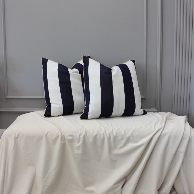 Venkovní pruhovaný modro-bílý polštář - sada 2 ks