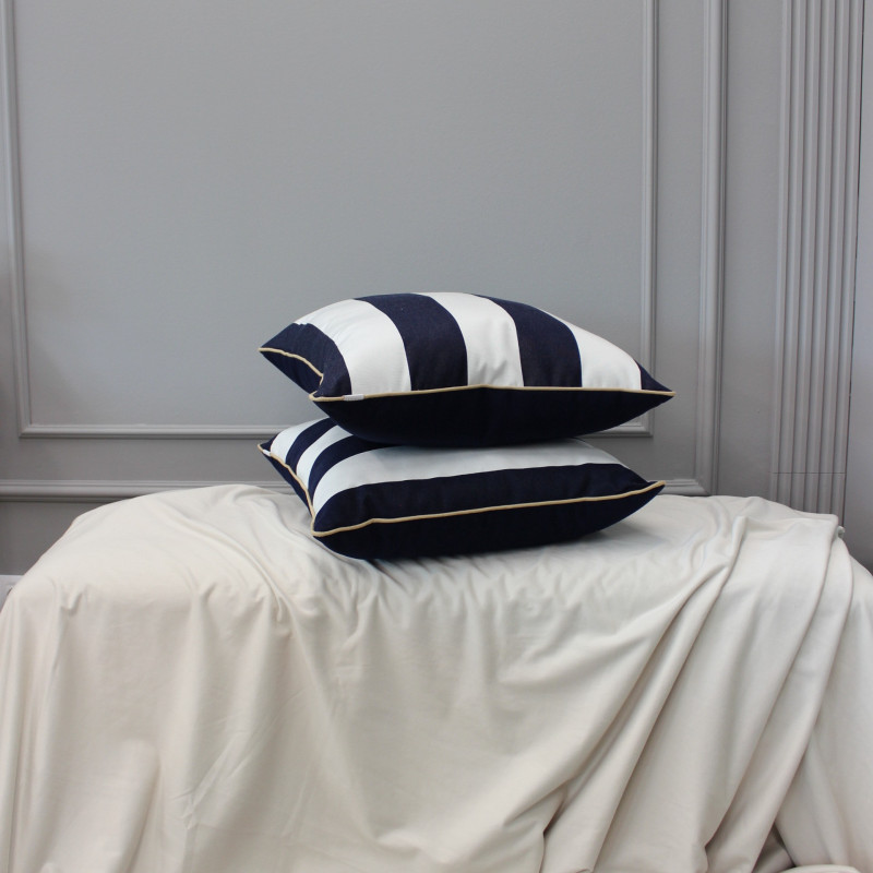 Venkovní pruhovaný modro-bílý polštář - sada 2 ks