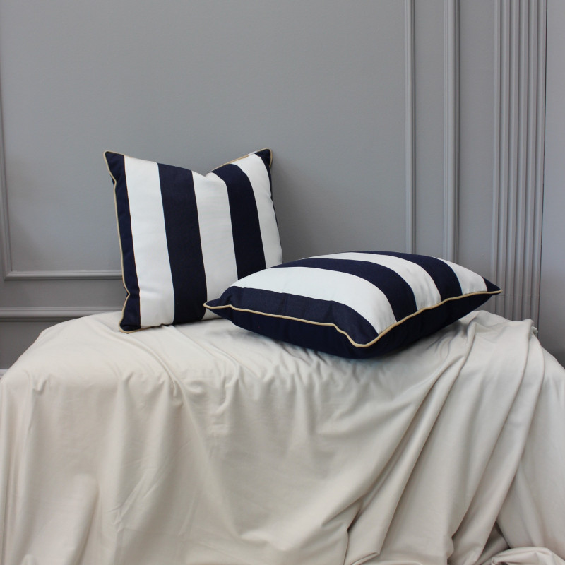 Venkovní pruhovaný modro-bílý polštář - sada 2 ks